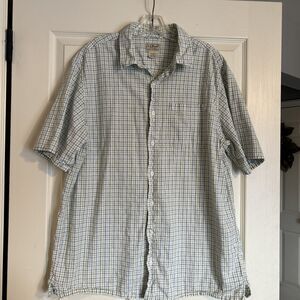 LL Bean 100% Cotton Camp Shirt Mens Large Tall Plaid Short Sleeve